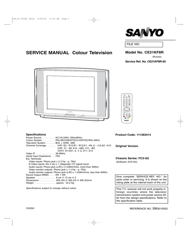 Sanyo Cp21af1v Cp21af1va User Manual Manualzz