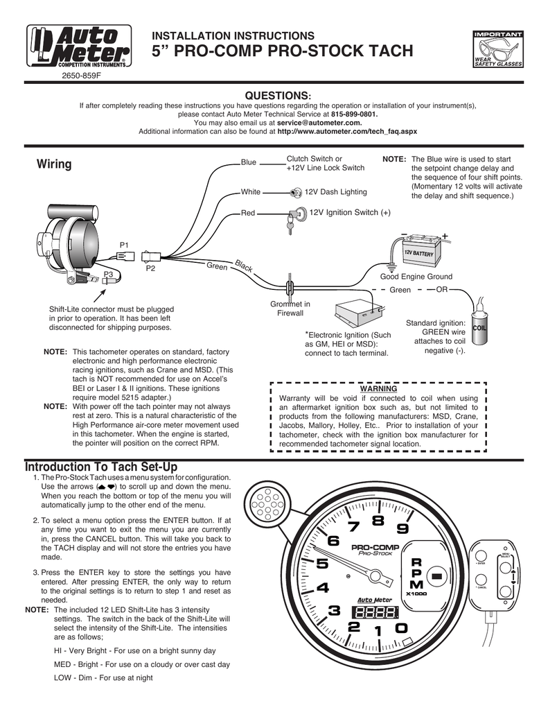 Auto Meter Tach Wiring Diagram