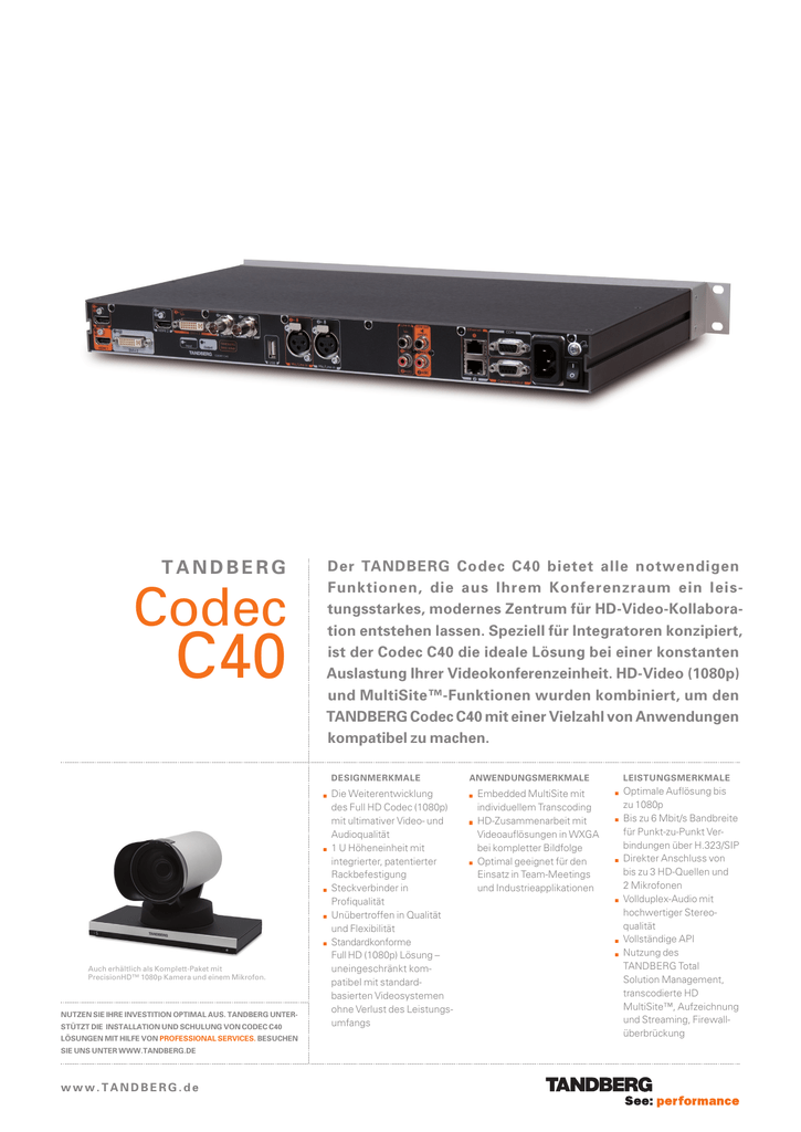 Cisco Tandberg Codec C40 Manualzz