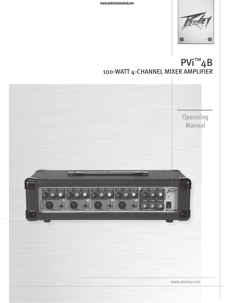 Peavey PVI 4B Powered Mixer Manual Manualzz