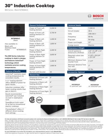 Bosch NIT8066UC Dimensions And Specifications | Manualzz