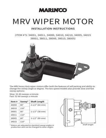 AFI MRV Motor Installation Instructions | Manualzz 2 Speed Wiper Switch Wiring Manualzz