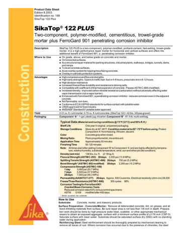 SikaTop 122 PLUS Datasheet | Manualzz