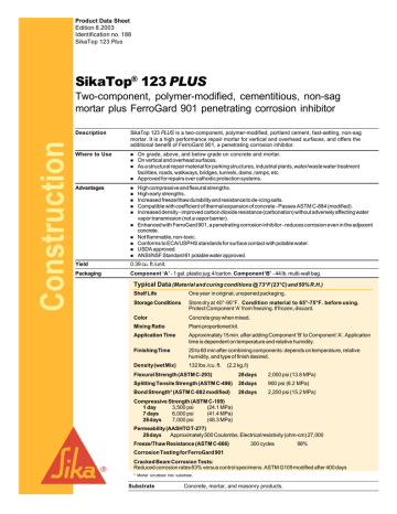 SikaTop 123 PLUS Data Sheet | Manualzz