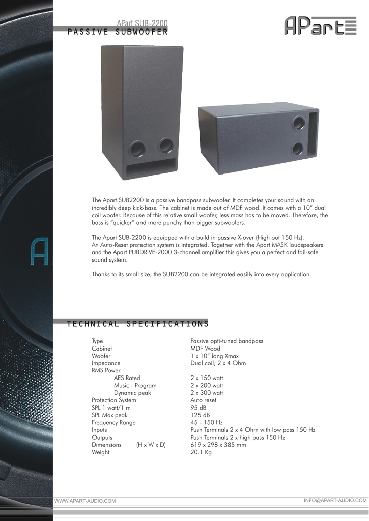 small passive subwoofer