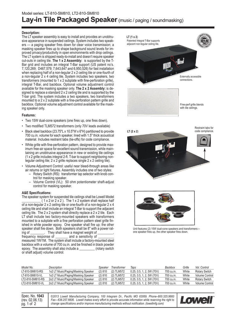 Lay In Tile Packaged Speaker Music Paging Soundmasking