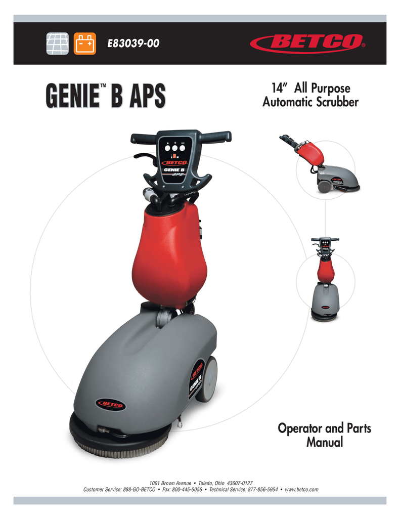 GENIE B APS 14” All Purpose Automatic Scrubber | Manualzz