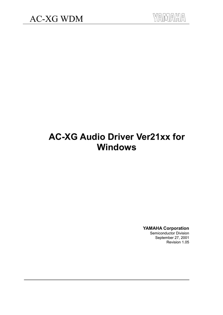 YAMAHA AC XG WDM AUDIO DEVICE DRIVERS FOR MAC