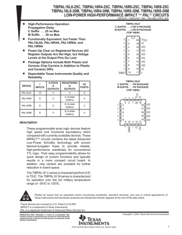 TIBPAL16L8-25C | Manualzz