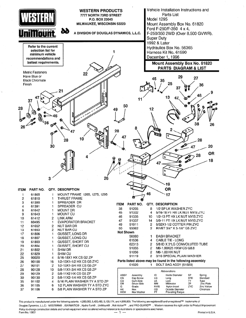 Parts List And Installation Instructions For This Mount