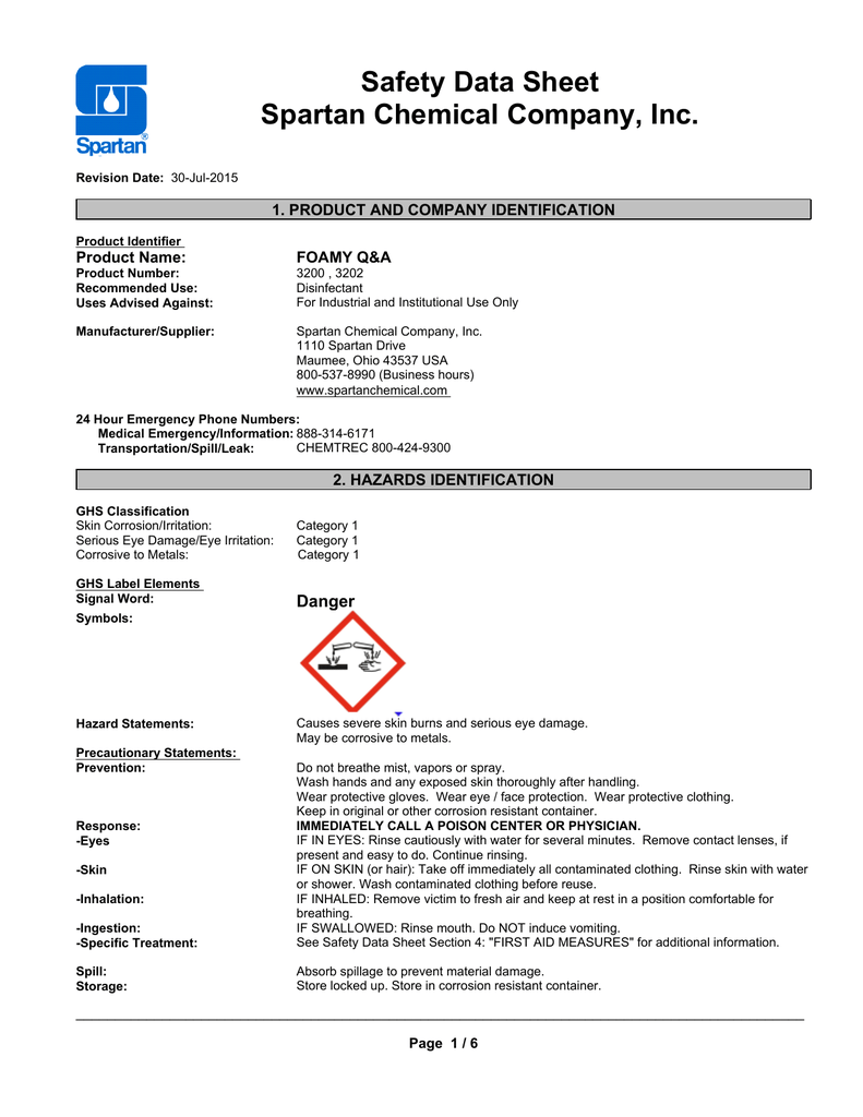 Chemical Safety Data Sheet Malaysia : Prepared according to the