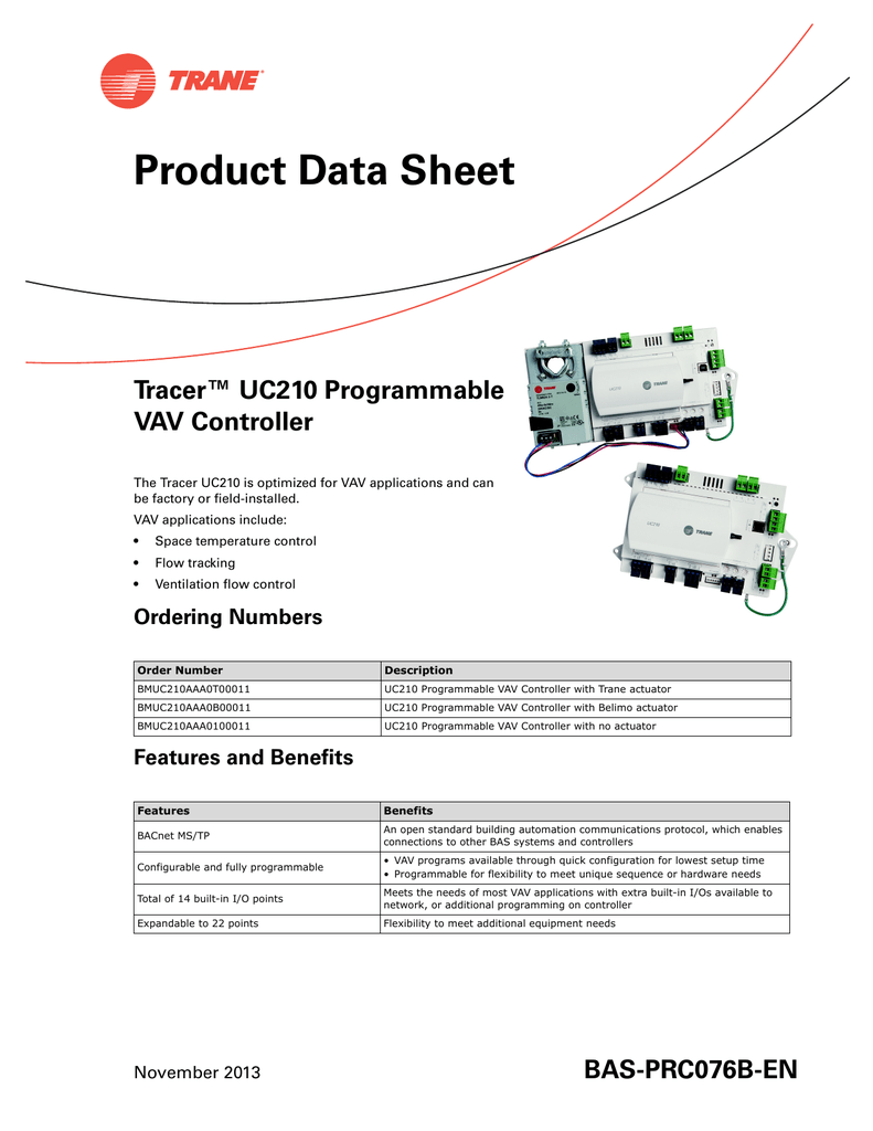 Product Data Sheet Tracer™ UC210 Programmable VAV Controller | Manualzz  Trane Vav Controller Wiring Diagram    Manualzz