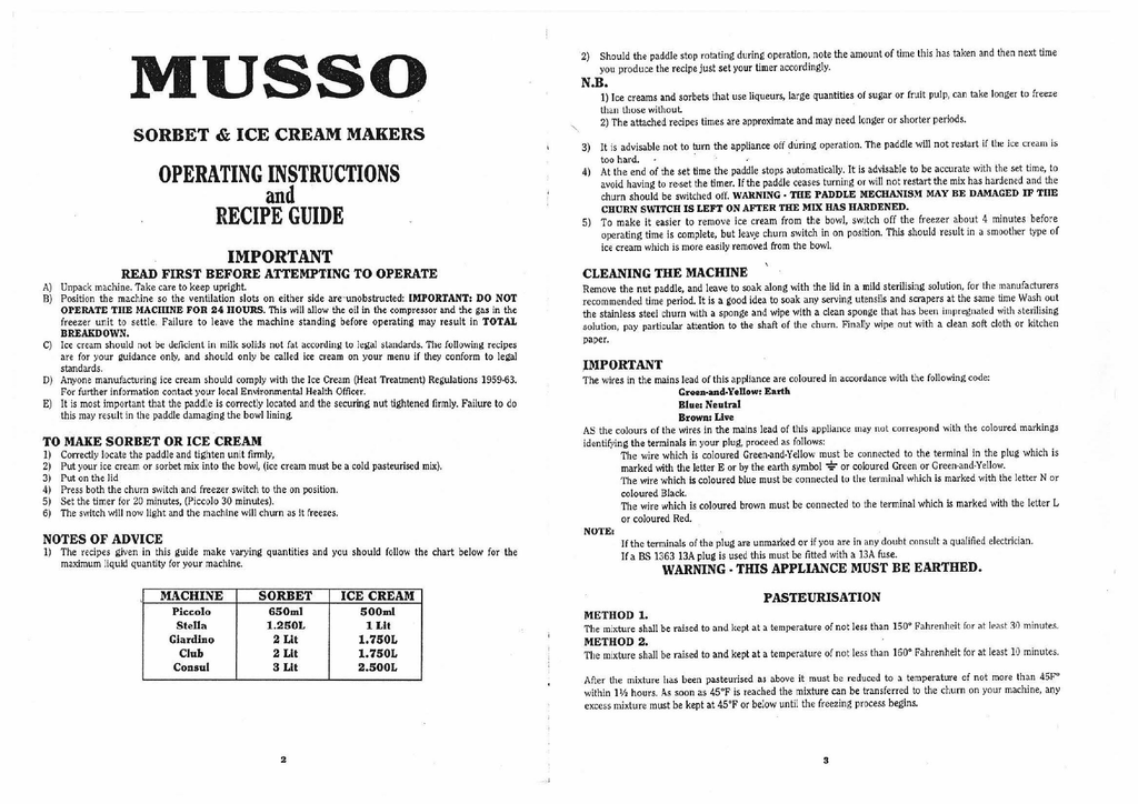 Musso ice discount cream maker recipes