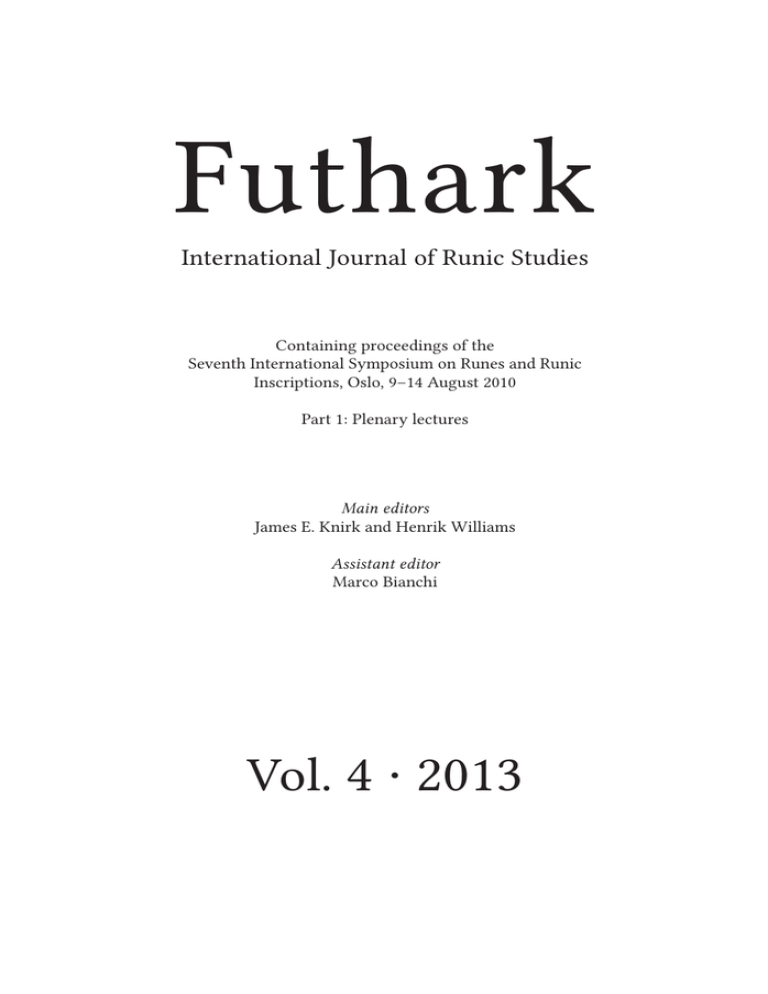 Futhark International Journal Of Runic Studies Manualzz