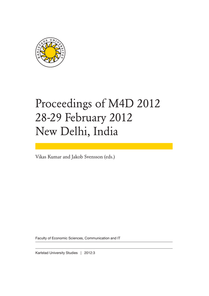 Proceedings of M4D 2012 28-29 February 2012 New Delhi, India ... - 