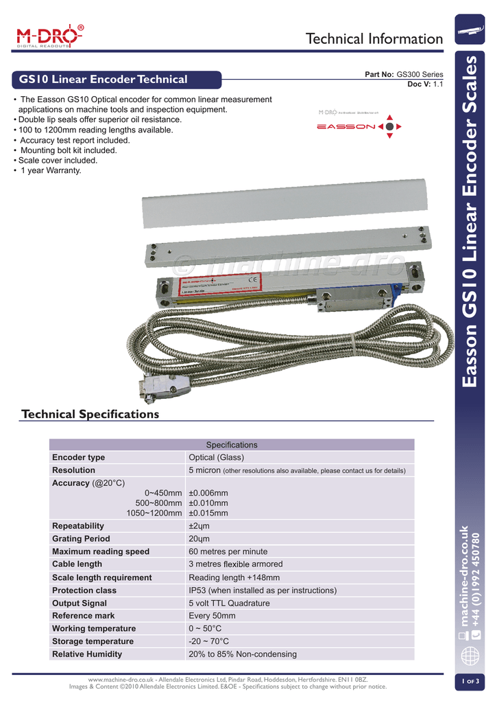 Easson GS10 Linear Encoder - technical.pdf | Manualzz