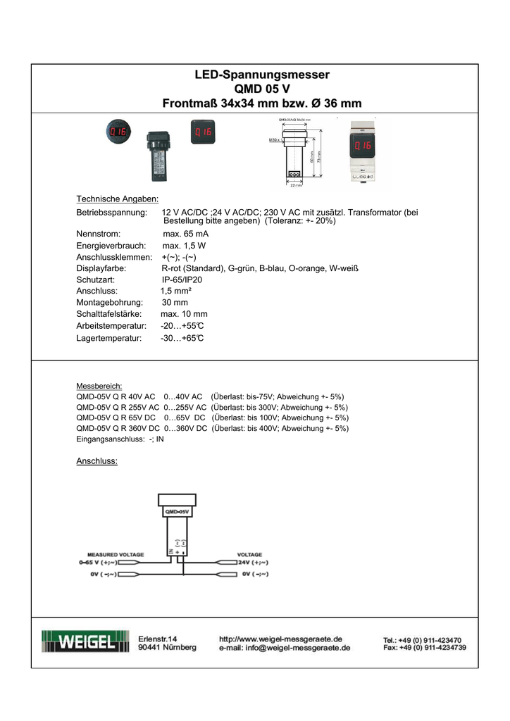 Vstraivaemyy Svetodiodnyy Displey Weigel Qmd 05a 0 15 A Dc 24 V 30 Mm 122379 De Pdf Manualzz