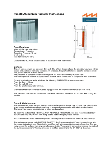 Pasotti Elegance Radiator Instructions | Manualzz