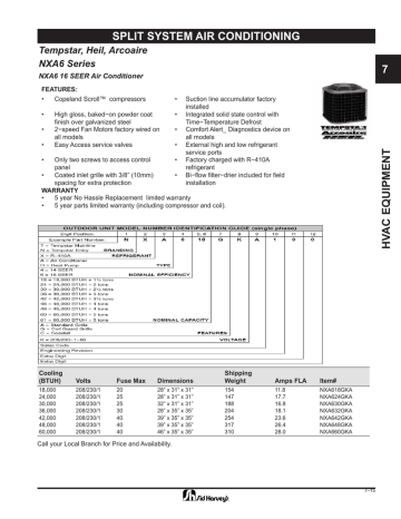 Split System Air Conditioning 7 Tempstar Heil Arcoaire Nxa6 Series Manualzz