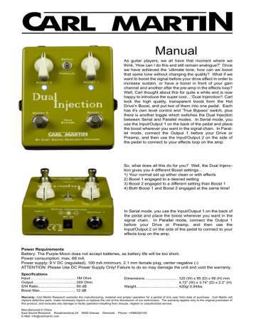 Carl Martin Dual Injection Owner s Manual | Manualzz