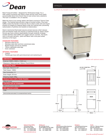 SR162G SUPER RUNNER GAS TUBE FRYER | Manualzz