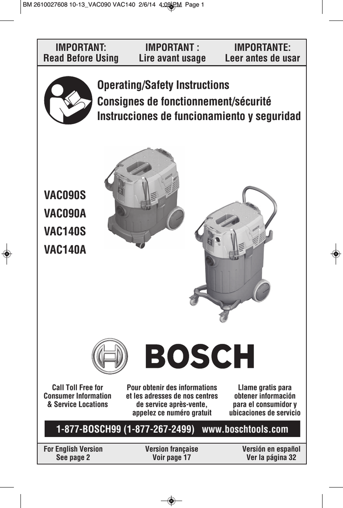 Bosch VAC090A User manual Manualzz