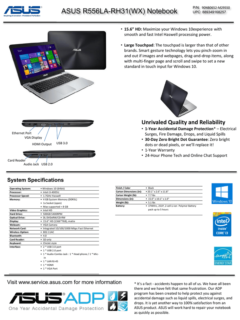 Asus R556la Rh31 Wx Notebook Manualzz Asus R556la Rh31 Wx Notebook Manualzz