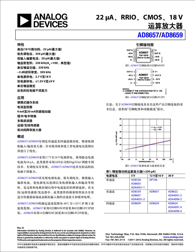 22 Ma 运算放大器ad8657 Manualzz