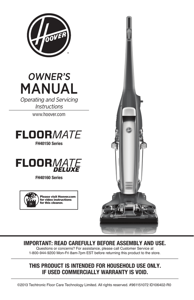 Hoover FH40160 Vacuum Cleaner User manual Manualzz