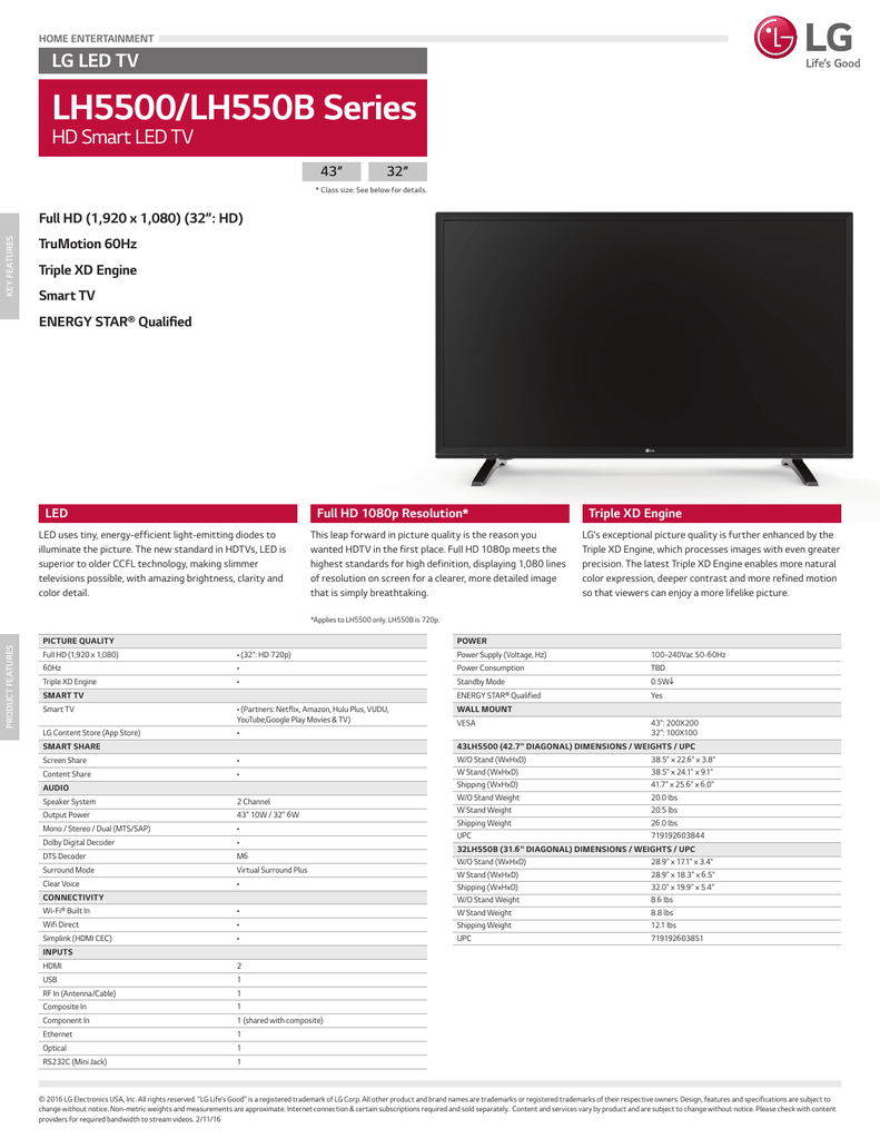 LG 43LH5500: 43-inch 1080p Smart LED TV