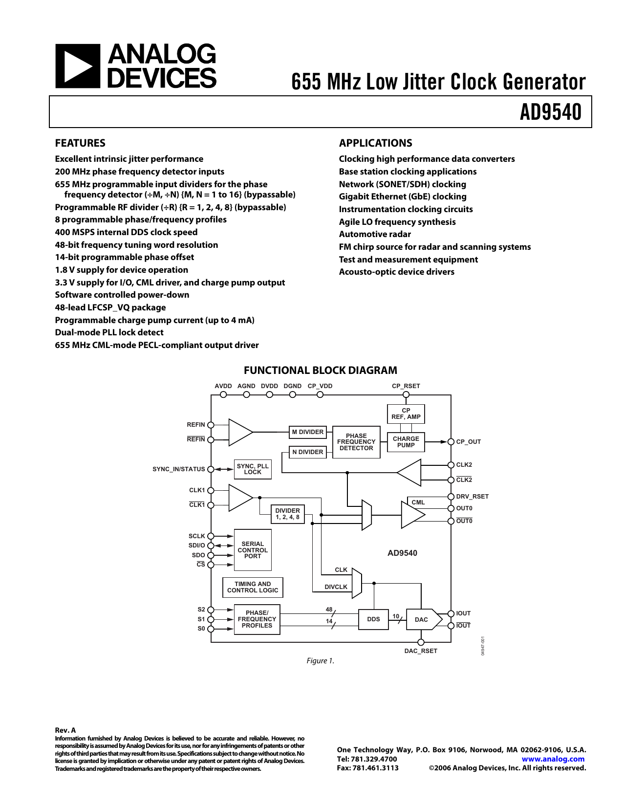 Ad generator. Ad9540. Low-Jitter Генератор.