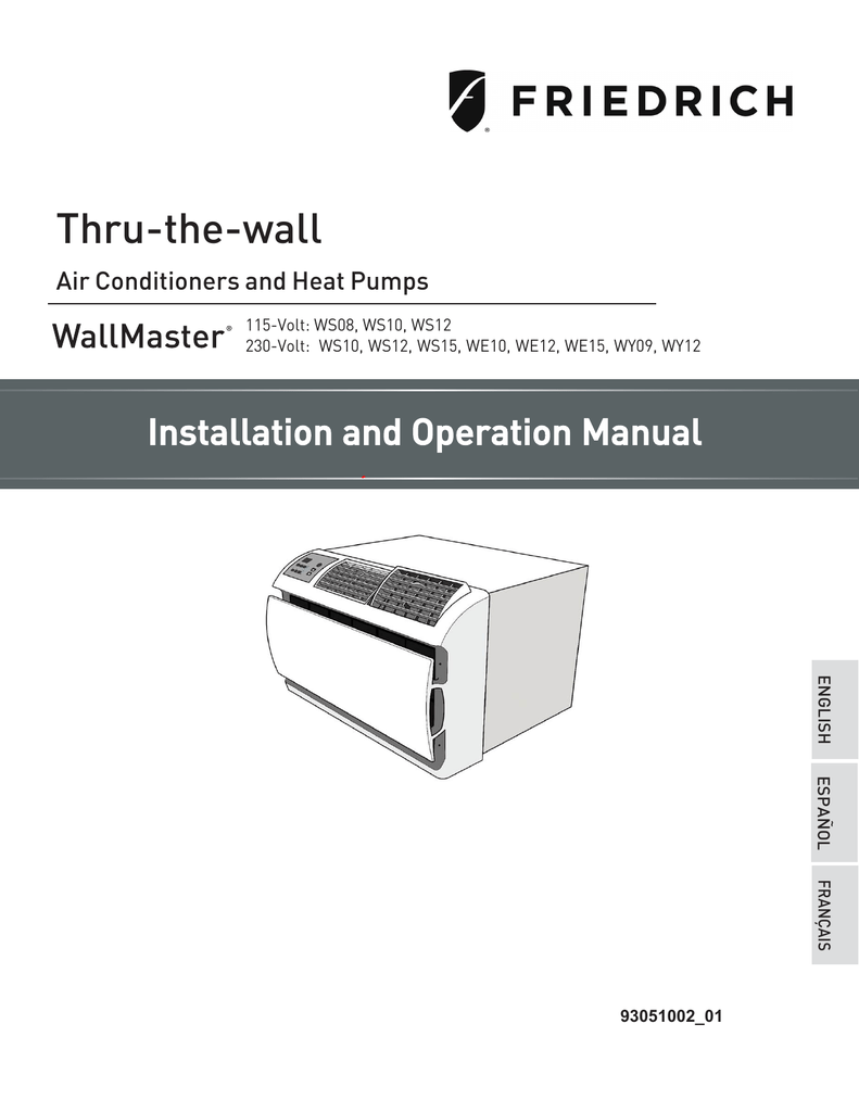 Friedrich Air Conditioning WE15D33A WallMaster® Series 1 Ton R410A