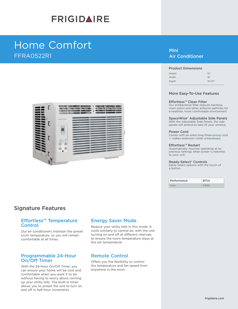 Frigidaire 12000 Btu Air Conditioner Manual 1520