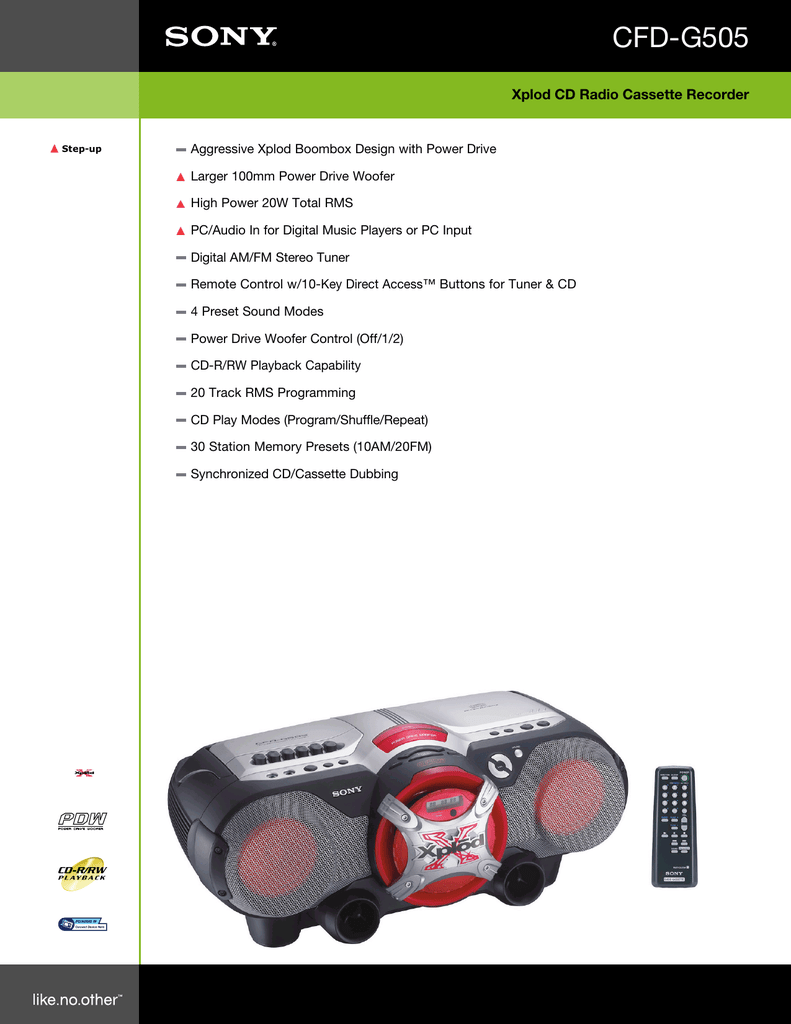 CFD-G505 Xplod CD Radio Cassette Recorder