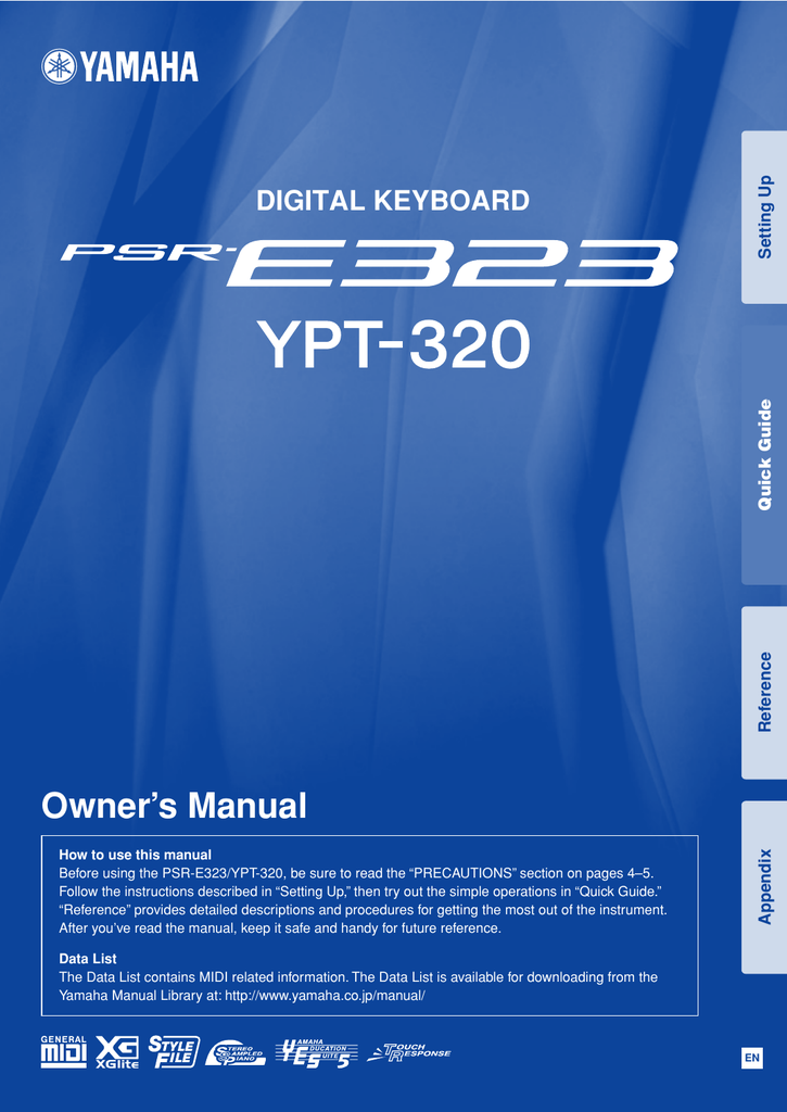 Yamaha YPT320 Electronic Keyboard User manual Manualzz