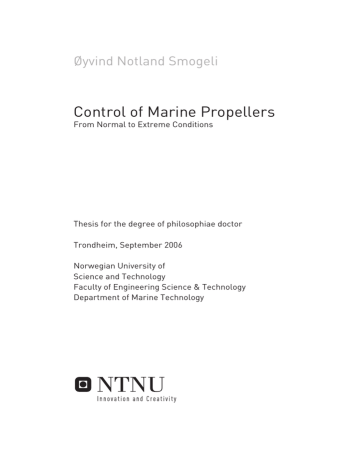 Control of Marine Propellers Øyvind Notland Smogeli  Manualzz