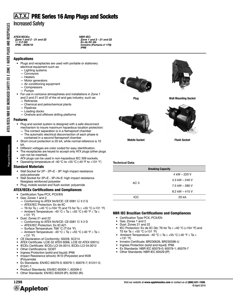 Pre Series Plugs And Sockets Manualzz