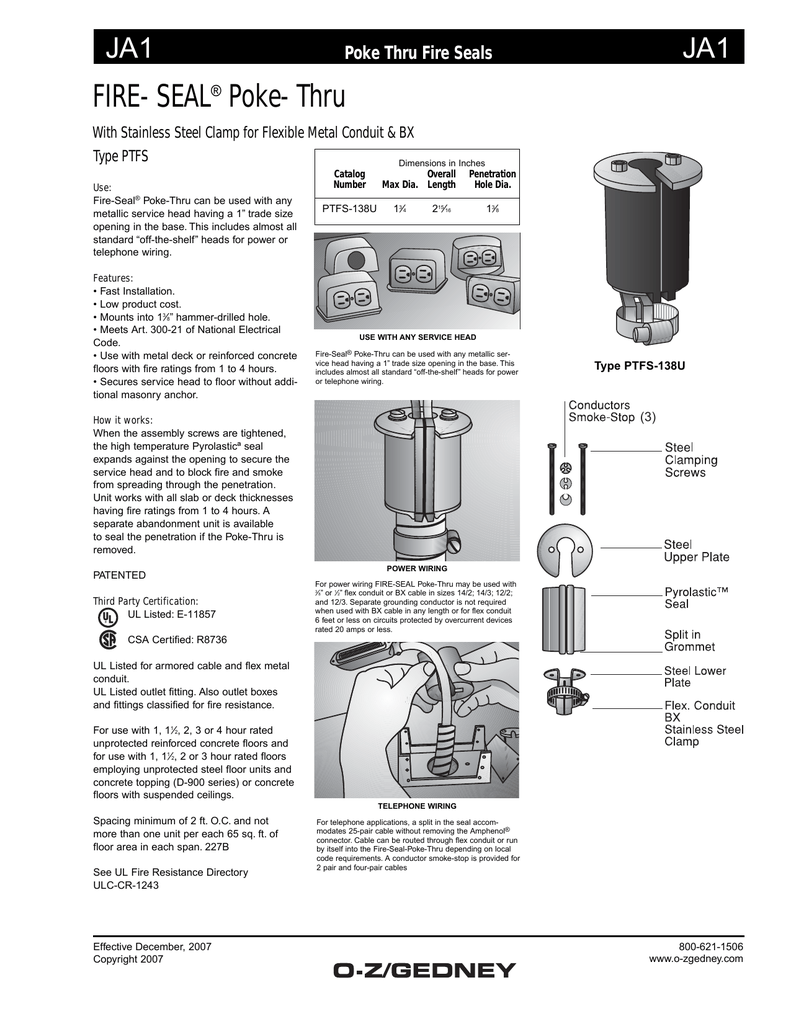 Fire Seal Poke Thru Catalog Pages Manualzz Com