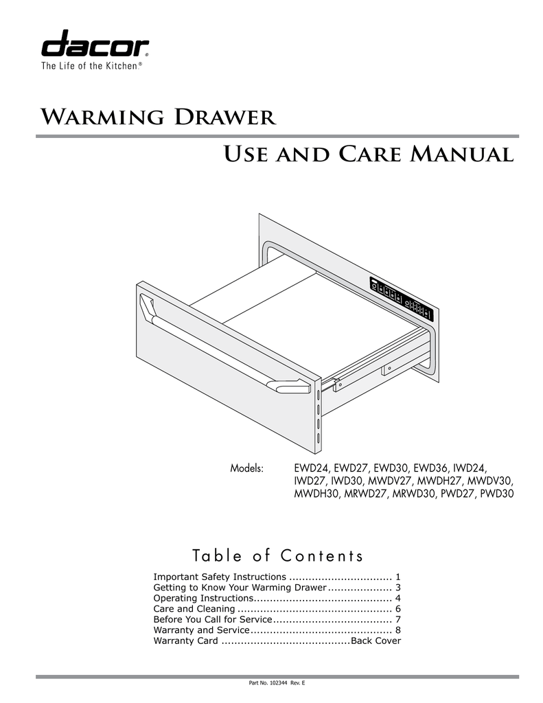 Warming Drawer Use And Care Manual Manualzz Com