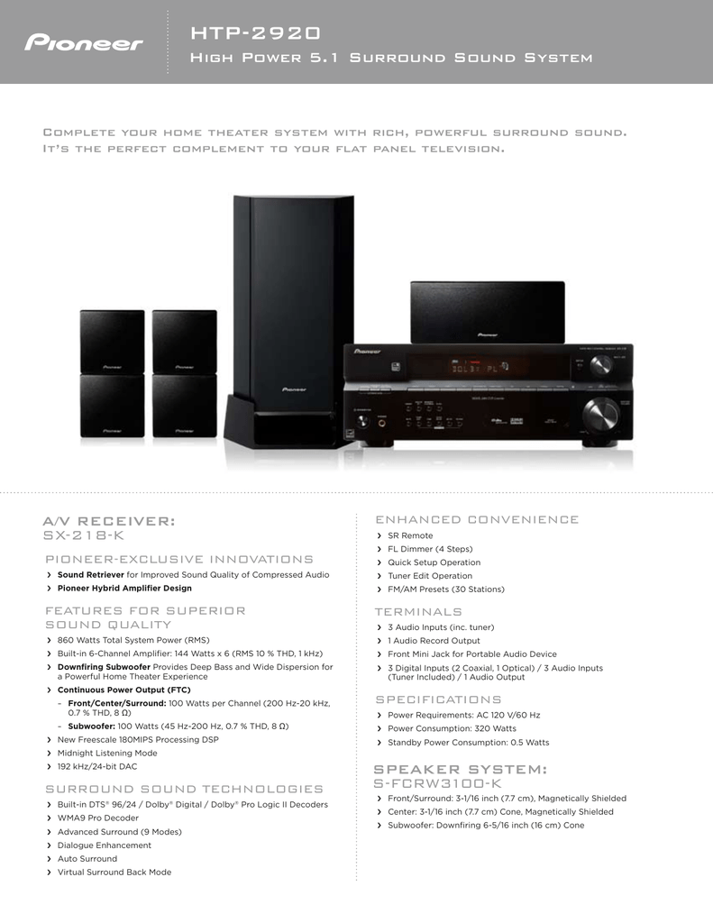 pioneer full digital surround sound system