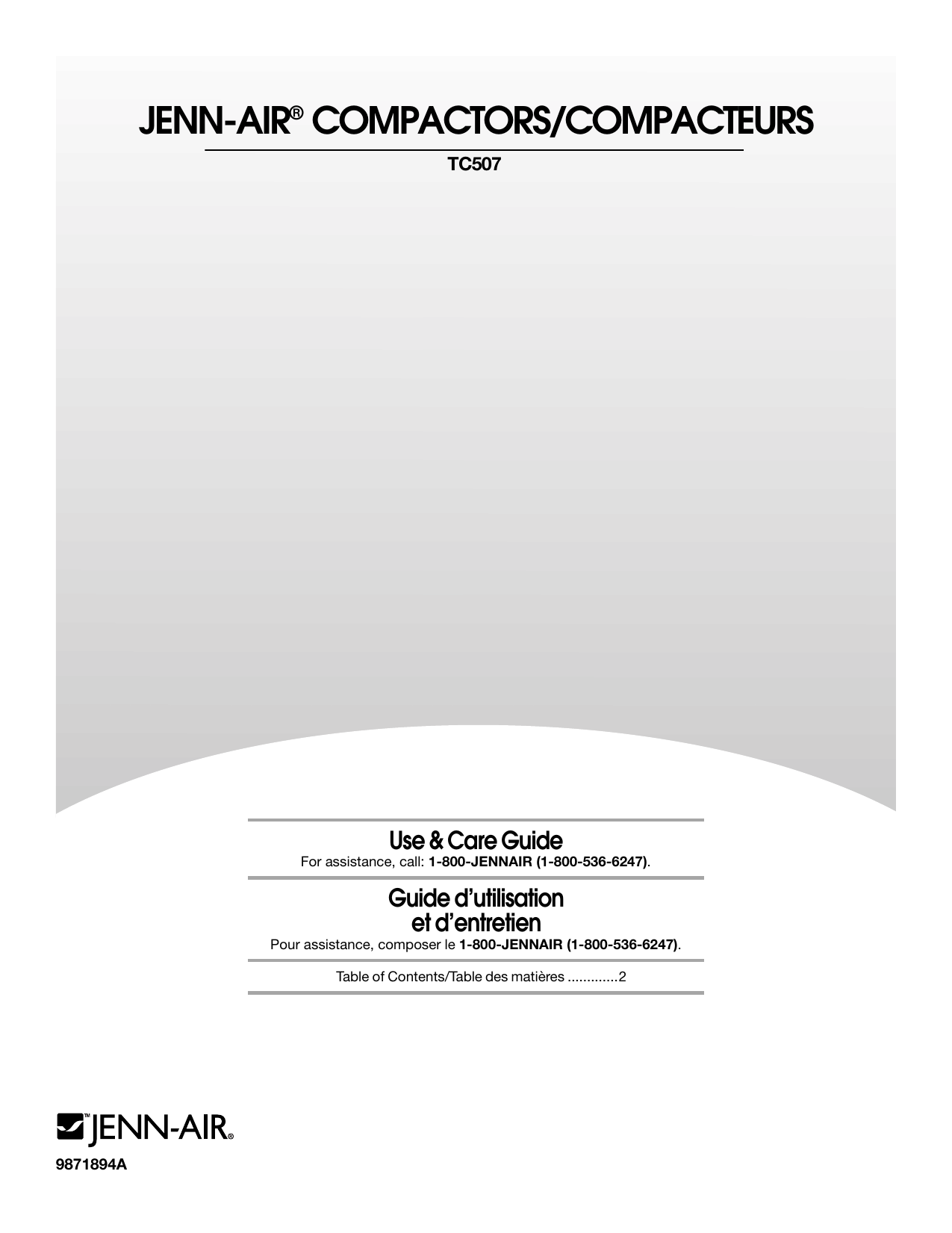 Jenn Air TC507B Trash Compactor Owner's Manual Manualzz