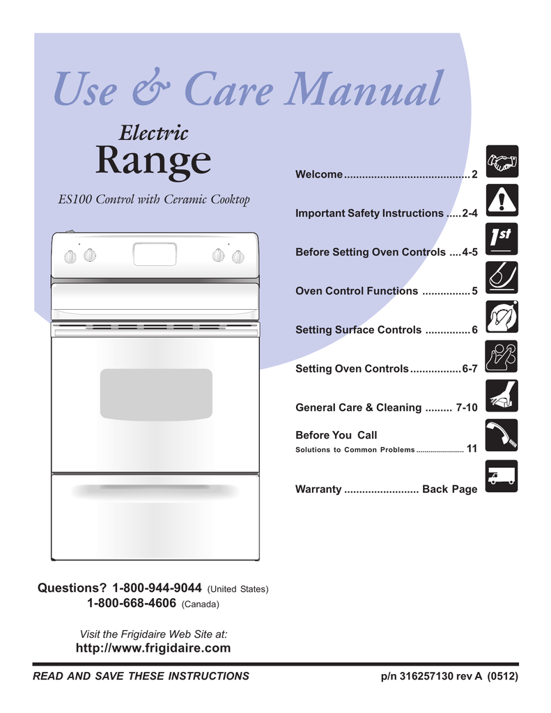 Range Electric Es100 Control With Ceramic Cooktop Manualzz