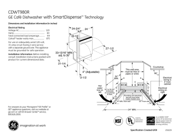 GE CDWT980RSS Café™ Series Dishwasher Quick Specs | Manualzz