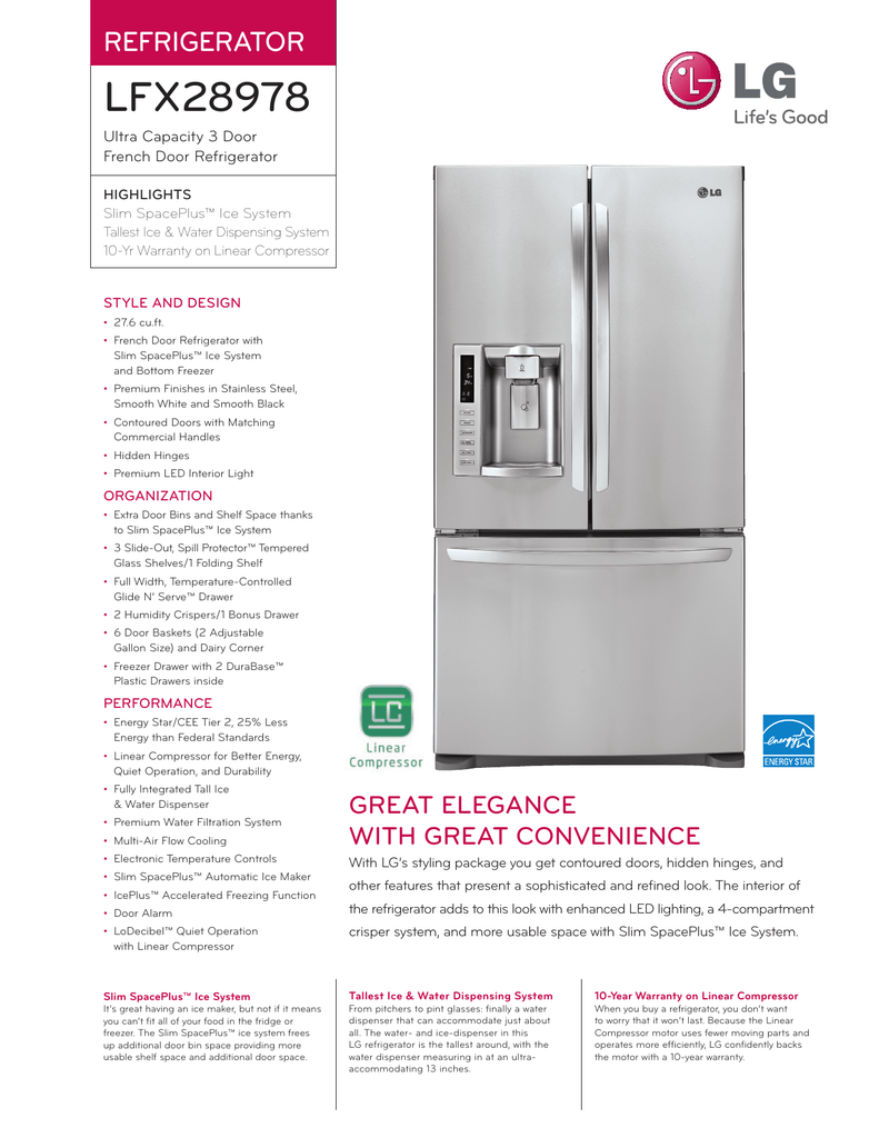 Lg French Door Refrigerator Lfx28978st Parts Reviewmotors.co