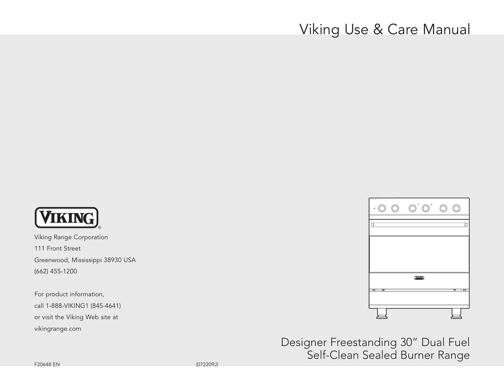 Viking Range DSCD1301 30" Dual Fuel Sealed Burner Range Use and Care