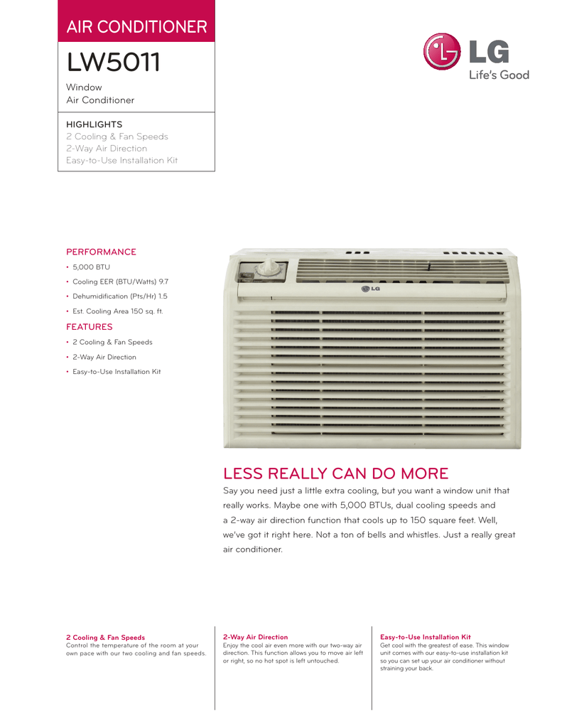 Lw5011 Air Conditioner Window Air Conditioner Manualzz