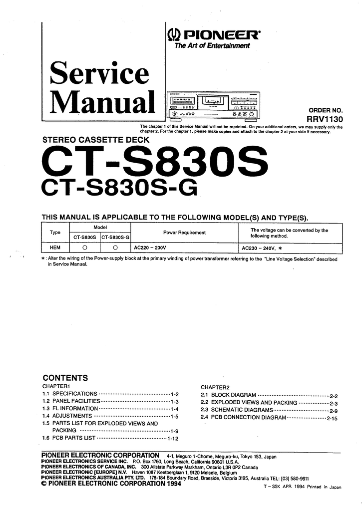 Pioneer Cts0s Sm Pdf Manualzz