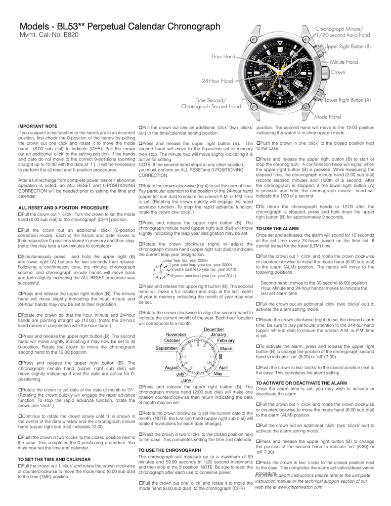 citizen e820 all reset