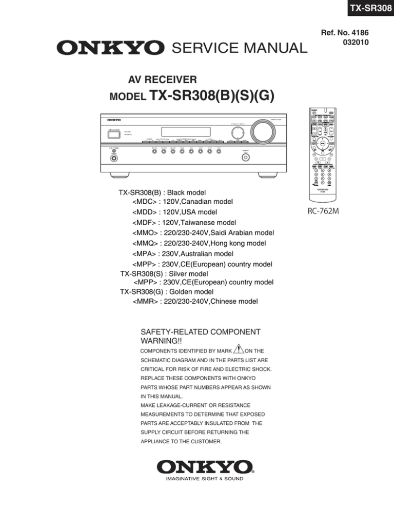 SERVICE MANUAL TX-SR308(B)(S)(G) AV RECEIVER MODEL | Manualzz