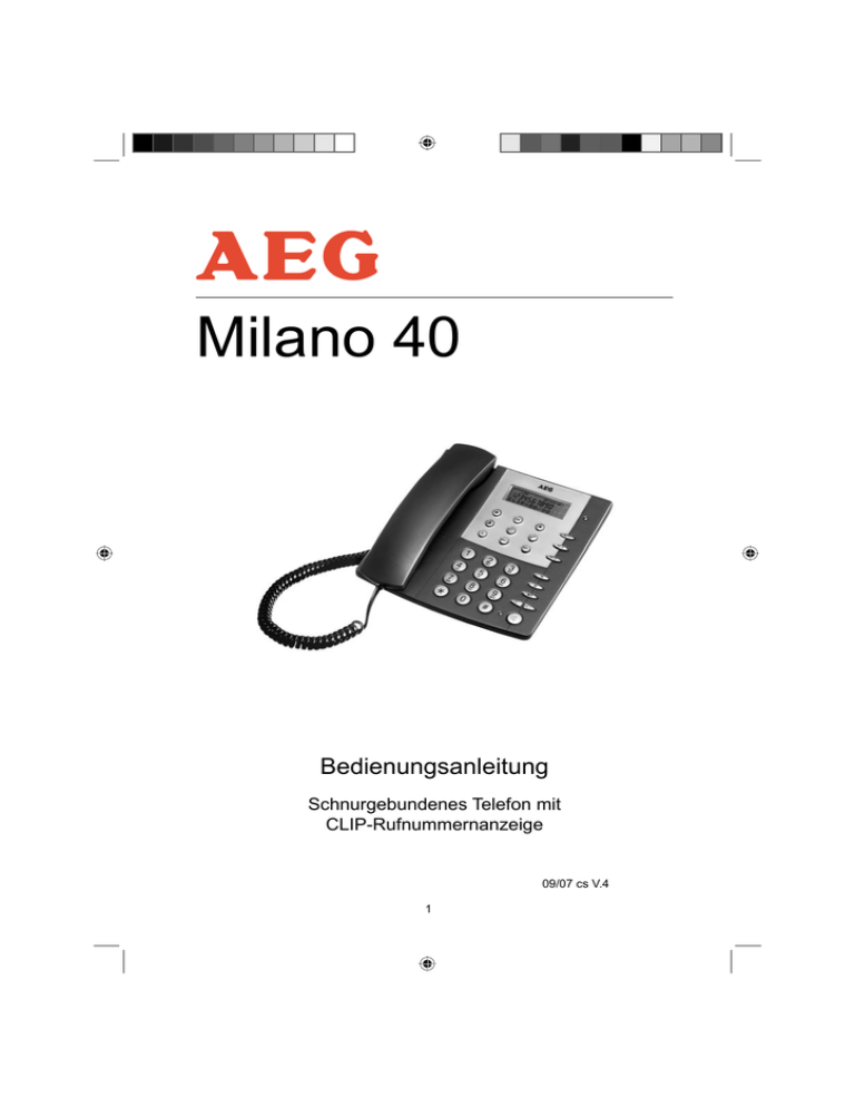 Milano 40 Bedienungsanleitung Schnurgebundenes Telefon Mit Manualzz